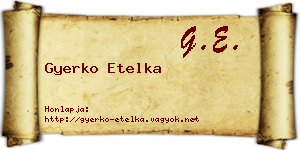 Gyerko Etelka névjegykártya
